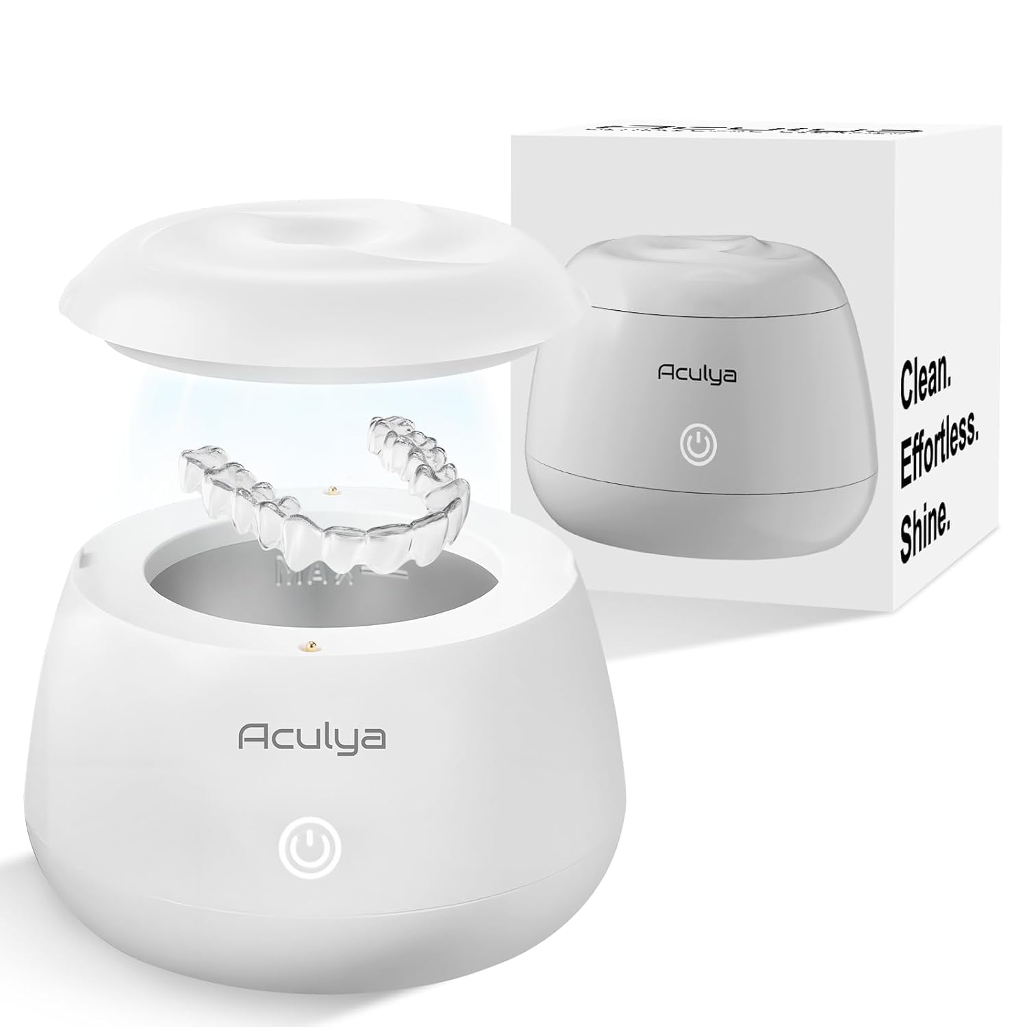 Nettoyeur Ultrasons, 48 kHz Dispositif de nettoyage par ultrasons pour bagues, aligneurs dentaires, appareils de contention, gouttières nocturnes et gouttières de blanchiment, 200ml
