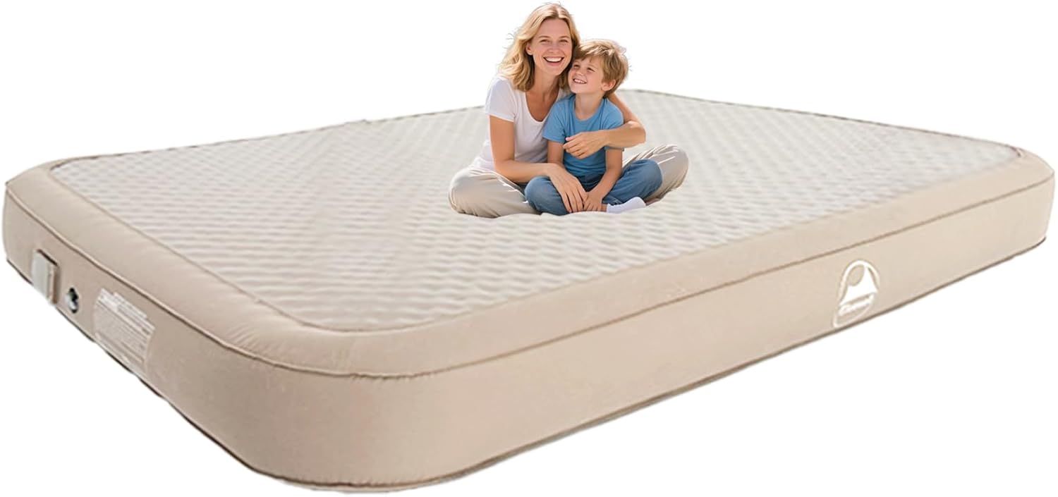 Bluewell Air Mattress Inflatable Bed – Built-in Pump, Quick Inflate & Deflate, Durable & Lightweight, Perfect for Camping, Travel, and Guest Use – Queen