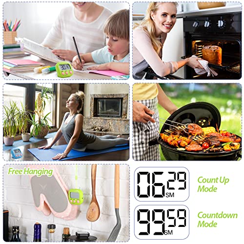 24 Pieces Digital Kitchen Timer Magnetic Timers For Classroom Bulk On/Off Switch Minute Second Count Up Countdown Big Lcd Display Loud Alarm For Exercise Cook Baking Teacher Kids(Blue, Green) #TOP5