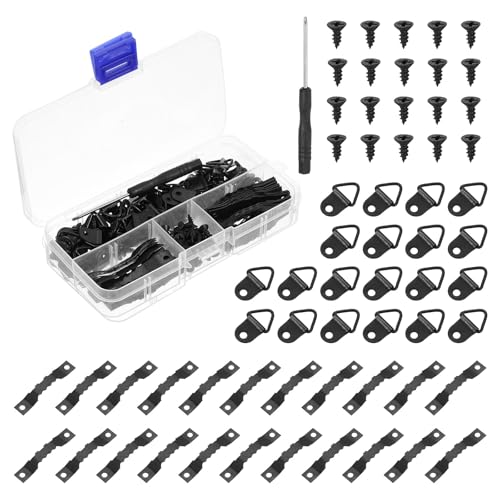 Image of uxcell 251Pcs Picture Hangers Kit, Picture Frame Hook, Frame Backing Fasteners Hardware for Hanging Clock Paintings Pictures, Black