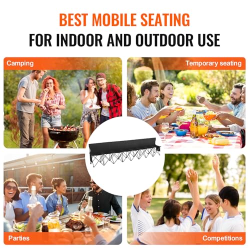 Happybuy 8 Seats Portable Folding Bench, Foldable Sideline Bench with Backrest & Carry Bag, Outdoor Sports & Camping, Black, No Assembly - Thumbnail 7