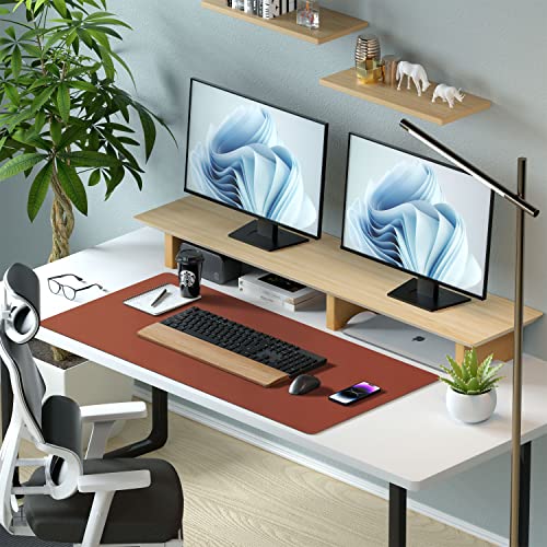 Image of Aothia Leather Desk Pad Protector,Mouse Pad,Office Desk Mat, Non-Slip PU Leather Desk Blotter,Laptop Desk Pad,Waterproof Desk Writing Pad for Office and Home (23.6 inch x 13.7 inch, Rufous)