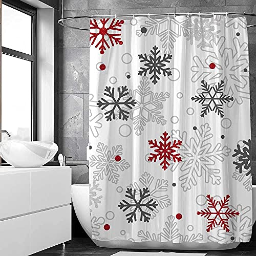 Shengjun 72X72 Red Christmas Snowflakes Shower Curtains For Winter Grey Merry Xmas Its Cold Outside Bath Bathroom Decors Silver Glitter Sparkle Home Fabric Waterproof Shower Curtain Set With 12 Hooks #TOP3