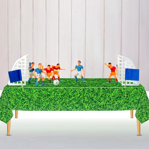 6 Pcs Green Grass Field Plastic Tablecloth, 54 x 108 Inch Golf Table Cloth by Mixweer - Used condition - Image 4