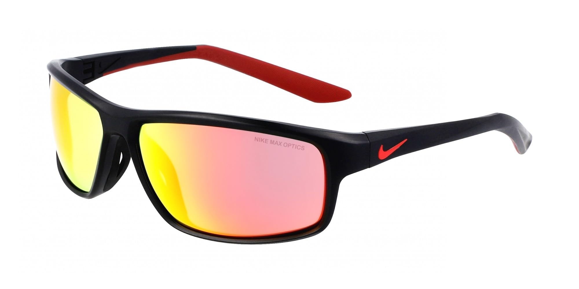 Nike RABID 22 M DV2153 010 Matte Black/Red Mirror Sunglasses Unisex Iniettato, Rectangle, 62