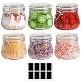 YOYEAH Mason Jars avec Swing Top Set : Six pots Mason de 500 ml en verre robuste (11 cm de diamètre, 10,7 cm de haut) avec un joint absolument étanche à l’air grâce à un anneau en caoutchouc et un cintre en fil de fer - idéal pour la mise en conserve, le décapage, la fermentation ou comme cadeau