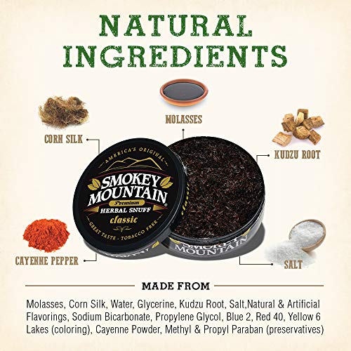 Smokey Mountain Herbal Snuff - Classic - 5 Cans - Nicotine-Free and Tobacco-Free - Thumbnail 3