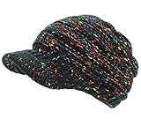 dy_mode Strickmütze Damen Schirmmütze Winter Mütze Einfarbig Bunt - A082 (A315-Schwarz)