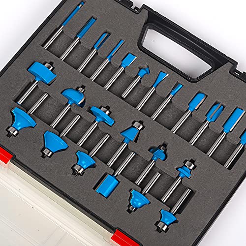 MNA Router Bits Set of 24A, 24 Pieces 1/4 Inch Shank Router Bit Kit. American Router Bit Set All Purpose Set.