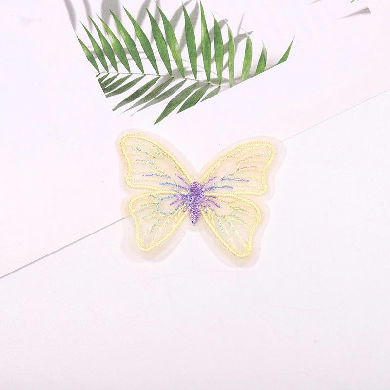 Parches de Bordado 50 Parches Bordados de Mariposa 5 x 4 cm, Apliques Encaje for Planchar en Ropa, Grandes for Coser Vaqueros y Chaquetas(White)