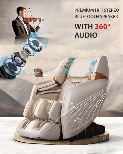 Image of Upgrade 4D Massage Chair Zero Gravity | Massage Chair Full Body and Recliner AI Voice Control Shiatsu Massage Chairs Auto Legrest Calf & Foot Rollers Heated | Program Customization Beige