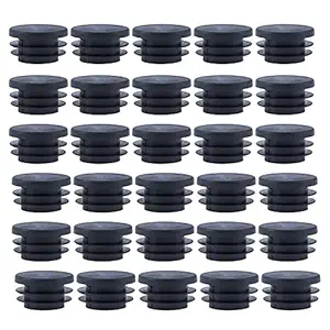 Antrader Furniture Foot Table Chair Legs Blanking End Plastic Round Ribbed Tube Insert Plug Cap Covers Protector Black 12-32mm 30pcs (25mm)