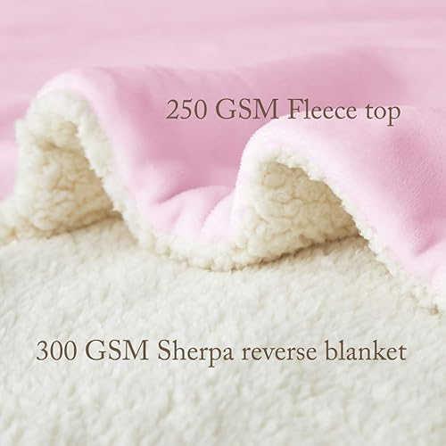 Miniatura 4 de LBRO2M Manta de cama de forro polar sherpa, mullida, cálida, súper suave, acogedora y esponjosa, para sofá de microfibra (rosa, individual (65 x 90