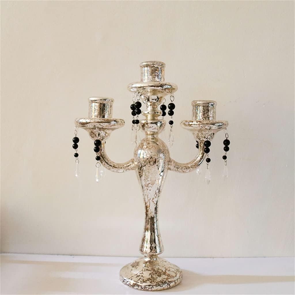 European Retro Glass Three-Head Candle Table Model Room Living Home Decoration Ornaments