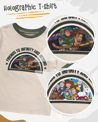Image of Disney Boys T-shirt and Shorts Outfit Set - Holographic T-Shirt & Matching Shorts Set, Mickey Mouse & Toy Story