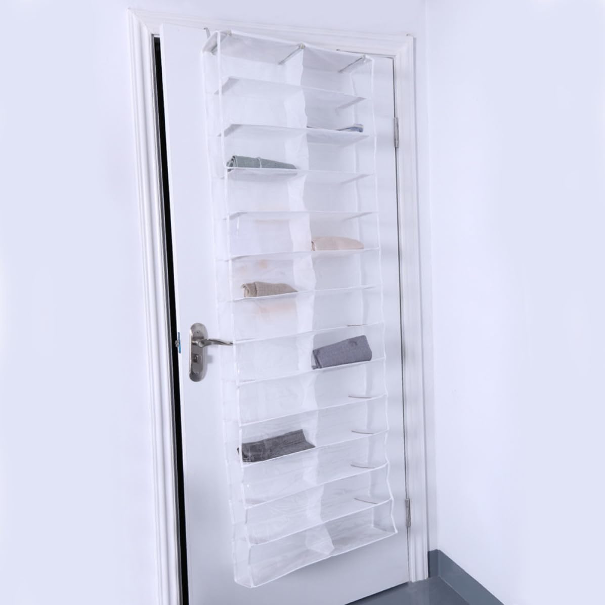 Organizador de Zapatos para Colgar Puerta 26 Bolsillos, Gran Capacidad y Material Pvc, Adecuado para Armario y Dormitorio, 2 Piezas Blanco