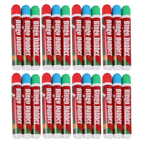 JMS we create smile Pack of 24 - Bingo Dabber Non Drip Dot Markers Stationary Bingo Marker Pens Dauber Playing Bingo Tickets Flyers Lotto Game