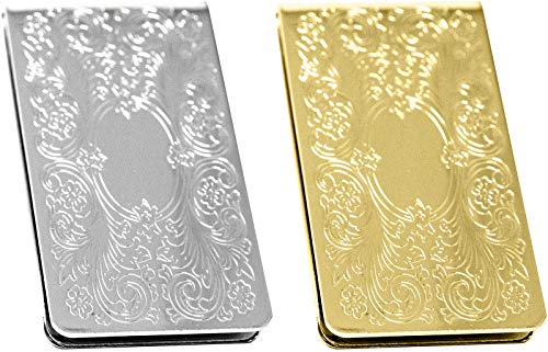 Set of 2 Chrome-Plated Stainless Steel Money Clip in Silver & Gold