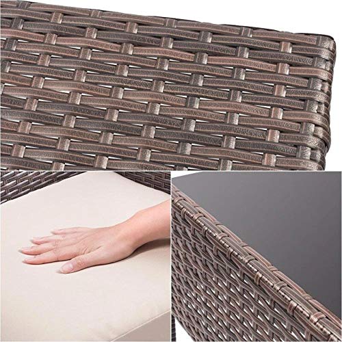 CAYNEL 4 Pieces Outdoor Patio Furniture Set, Sofa Seating Group with Cushions, Rattan Wicker Chair with Table, Outdoor Indoor Use Backyard Poolside Balcony Furniture(Brown) - Thumbnail 4