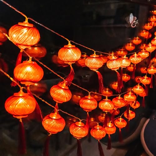 DIFEIUKI 中華提灯 LEDライト ストリングライト 3m 20電球 ランタン 赤 提灯ライト 旧正月 新年 春節 イルミネーションライト USB充電式 防雨タイプ お祭り 縁起のいい 屋外 ショップ 店舗 装飾用のサムネイル