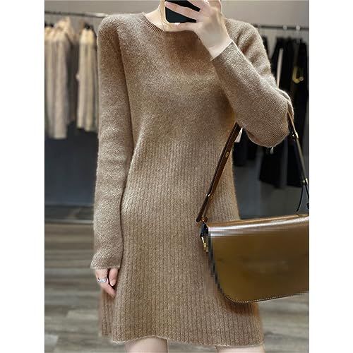 Autumn Winter Wool Thicken Sweater Dress Warm Knit Pullovers Long Sleeve Dresses4
