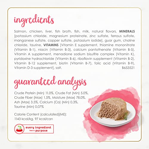 Image of Purina Fancy Feast Grain Free Pate Wet Kitten Food Gourmet Naturals Wild Alaskan Salmon Recipe - (Pack of 12) 3 oz. Cans