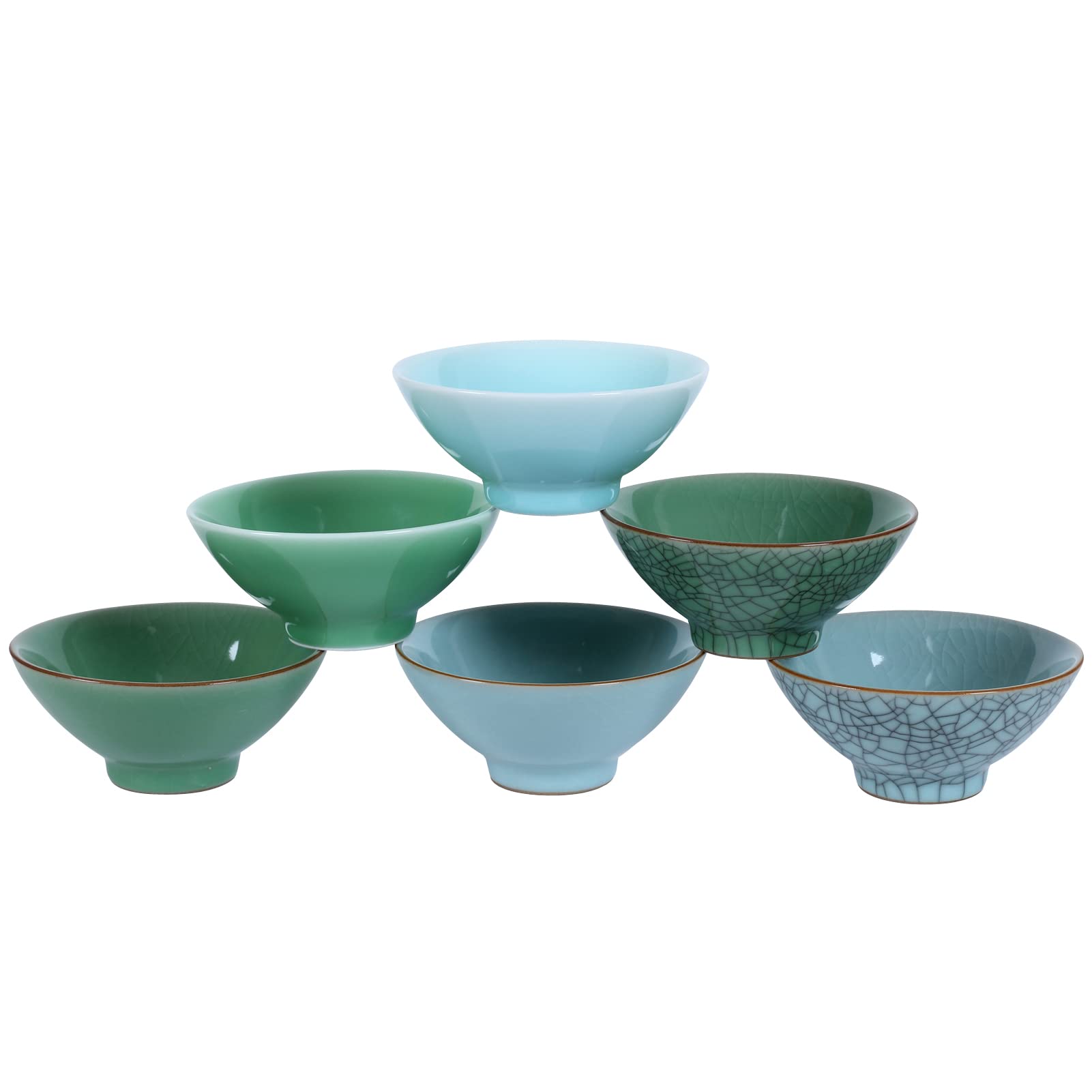 Photo 1 of AFAMBEZ Small Bowl Sets – Set of 6 Small Porcelain Bowls for Snacks, Rice, Condiments, Side Dishes, or Ice Cream, 5 Inch Diameter, 10 Fluid Ounce (1.25 Cup) Capacity Great Gift for Mom,Wife,Parents Green