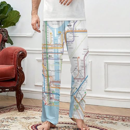 New York Subway Map Women’s Soft Pajama Lounge Pants Sleepwear Sleep Pant Straight Fit For Men3