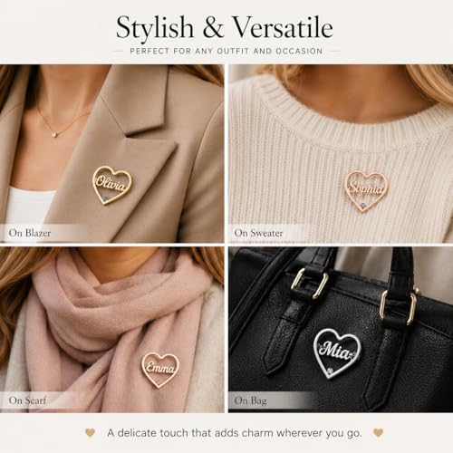 Image of Custom Name Lapel Pin Personalized Script Brooch for Women Men, Customizable Name Badge Elegant Cursive Letter Pin, Minimalist Jewelry Gift for Wedding Birthday Anniversary