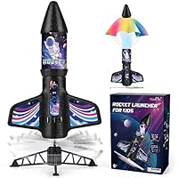 Dreamon Raketen Spielzeug für Kinder mit Fallschirm LED-Licht Motorisierte Rocket Outdoor Spielzeug Draußen Geschenke für Kinder 6 7 8 9 Jahren