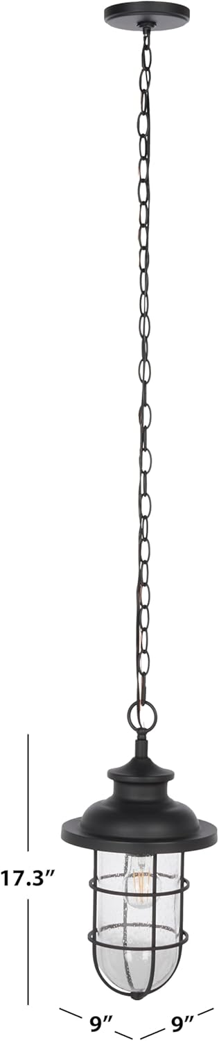 SAFAVIEH Lighting Collection Adelle Black Outdoor Pendant Hanging Light Fixture (LED Bulb Included)
