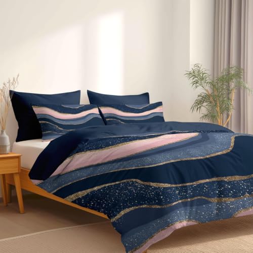 Housse de couette en microfibre douce réversible 200x200 cm bleue - 5