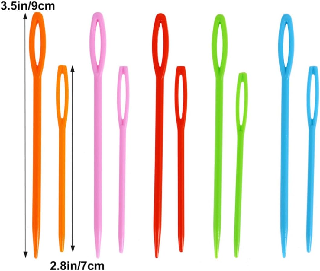 BUTIFULSIC 100pcs Plastic Sewing Needles with Large Eye for Adults, Colorful Weaving Needles for Sewing, Crafts, and Cross Stitch Projects Random Color