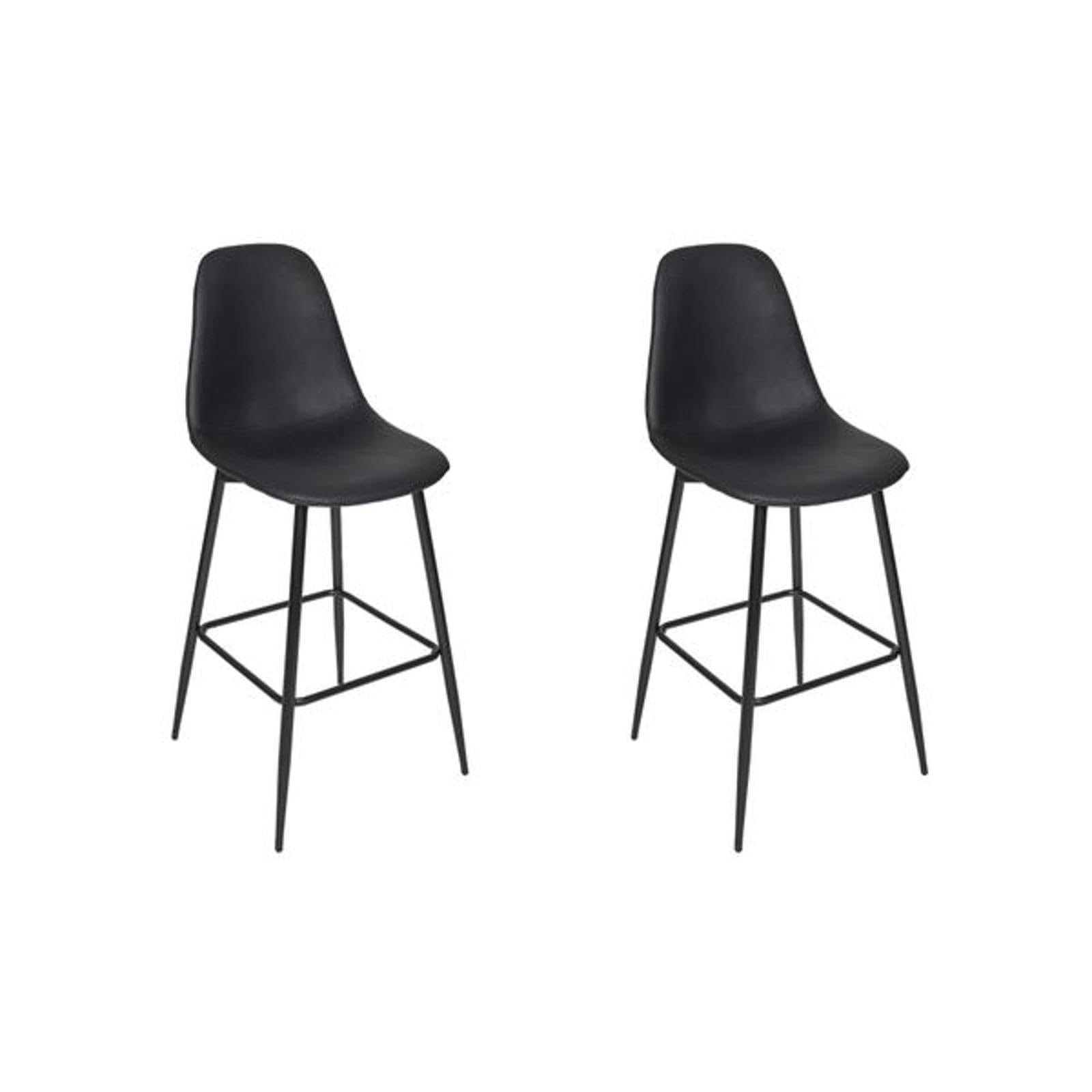 Tabouret et chaise de bar indus Amber lot de 2 mobilier de bistrot 70 cm noir