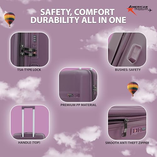 Image of Fly Luggage Trolley bags Set of 3 | Durable Polypropylene Hard Shell | Polypropylene, Lightweight Large Expandable Hardshell, 8 Disc Wheels, TSA Type Lock