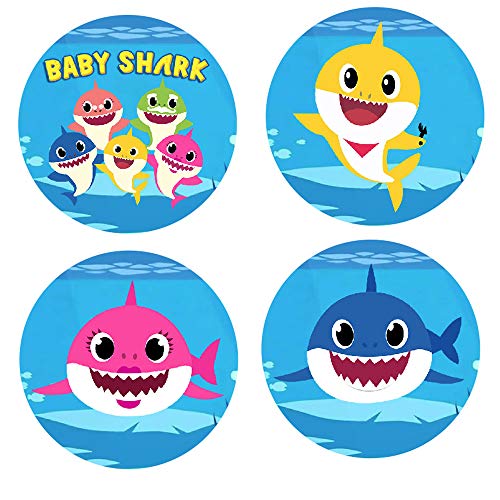 20 Adesivos Baby Shark Redondo 4,7cm