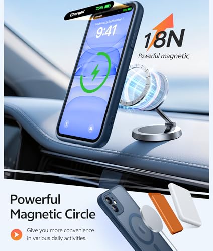 Image of FNTCASE for iPhone 11 Case: [Compatible with Magsafe] Translucent Matte Magnetic Cases [Full Camera Protection] Military Grade Shockproof Protective Phone Cover - Blue