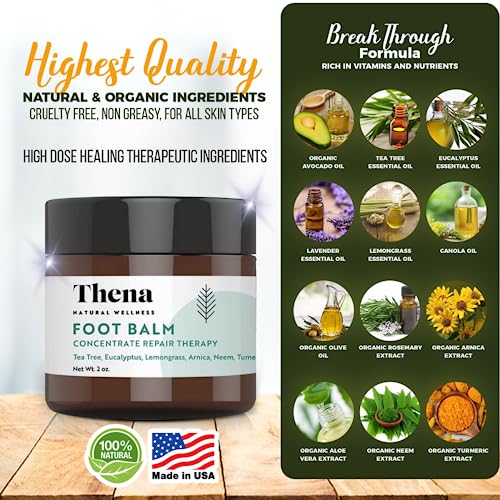 Thena Extra Strength Foot Repair Balm For Athletes Foot Treatment Dry Heels Itchy Cracked Feet Toenails Jock Itch Rashes Ringworm Treatment For Humans Best Natural Foot Care #TOP5