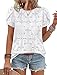 OFEEFAN Blouses for Women Dressy Casual Boho Short Sleeve Shirts Crochet Lace Spring Fashion Summer Outfits Travel Vacation Business Work Clothes White S