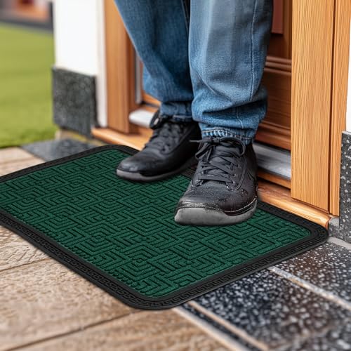 Image of Encasa XO Door Mat for Home Entrance, Polypropylene Floor Mat Green