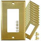 Rio Salto Standard Size Modern Metal Gold Outlet Cover or Decorative Light Switch Cover Wall Plate Home Improvement (Rocker/Outlet 1-Gang (10-Pack)