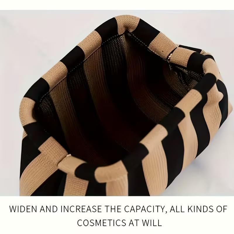 Image of Kawn Women's Striped Crochet Clutch Purse | Woven Handcrafted Shoulder Handbag | Kiss-Lock Dumpling Style Evening Clutch for Daily Use & Outings