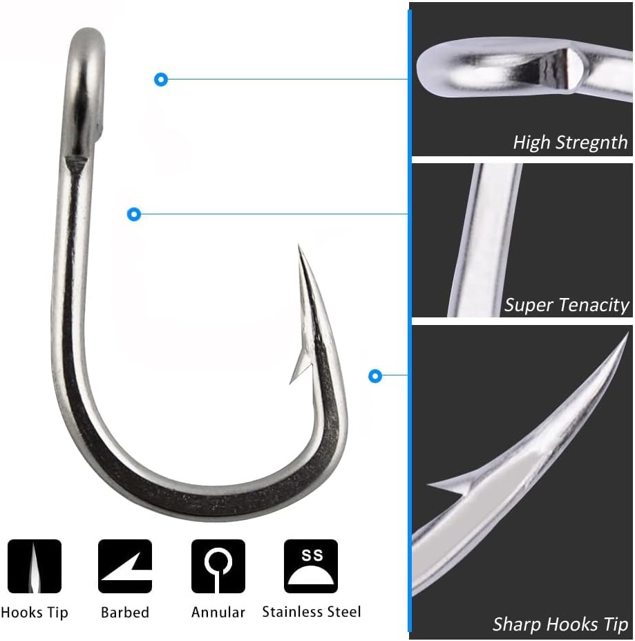 Miniatura 2 de Anzuelos de pesca de agua salada extra fuerte de acero inoxidable anzuelo de pesca de cebo vivo anzuelos de pescado de agua salada aparejos de pesca