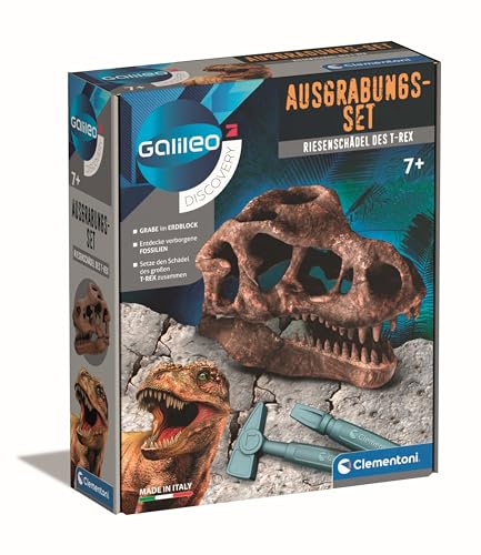 Galileo Discovery Ausgrabungs-Set Riesenschädel des T-Rex, Dinosaurier Fosilien als Spielzeug für Kinder ab 7 Jahren, 59329 von Clementoni