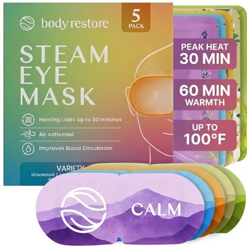 Body Restore Self Heating Warm Compress for Dry Eyes 5 Pack - Heated Eye Mask for Fast Relief,...