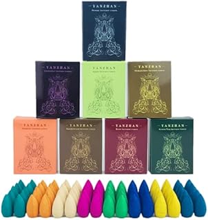 80 Pcs Backflow Incense Cones 8 Mixed Natural Scents Sandalwood Rose Green Tea Lavender Osmanthus Jasmine Ocean Apple (Incense Cones)