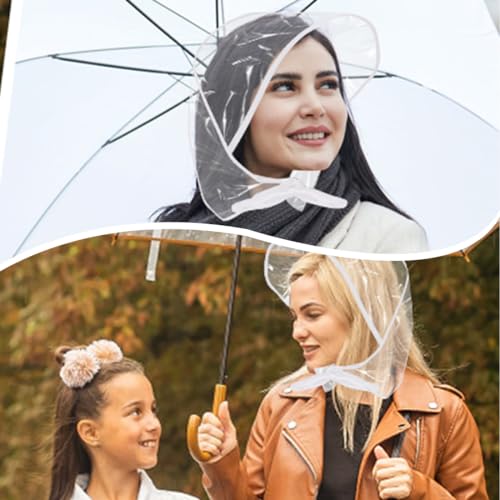 WKRTDY 2 pcs Damen Kopf-Regenhaube mit Visier, wiederverwendbar, wasserdicht aus Kunststoff, weißer Regenhut für Damen, Schützen Sie Ihre Frisur mit Stil!