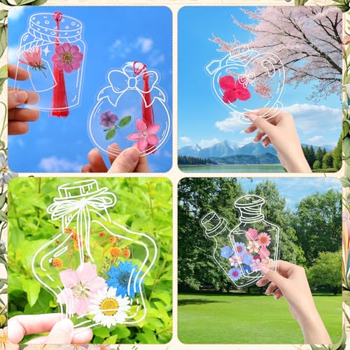 Image of HFYZZ 8 Pack Dried Flower Storage Kit Including Storage Containers and Bags, Blotting Paper, Desiccant and DIY Dried Flower Bookmarks, Flower Pressing Storage Kit to Keep Flower Color and Dry