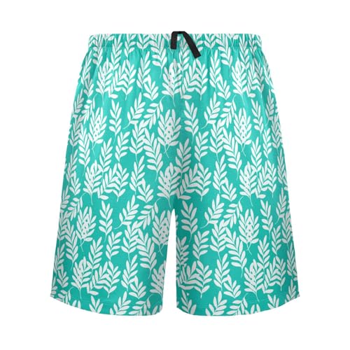 Men's Pajama Shorts Plant Green Pajama Bottoms Casual Athletic Sleep Shorts with Pockets 2303004