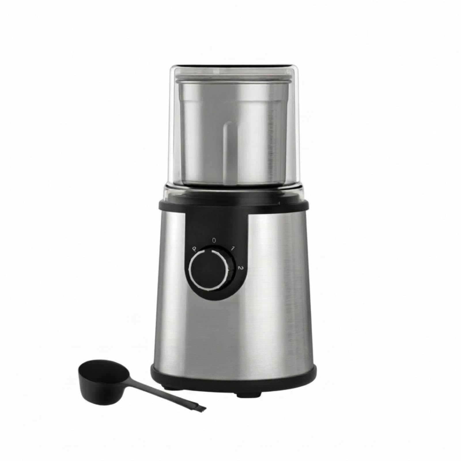 Coffee and Spice grinding machine Transparent Cover Sta | Coffee and Spice grinding machine Transparent Cover Stainless Steel Rotary Control Knob Silver 220V Uk Plug 304 ABS-image-20